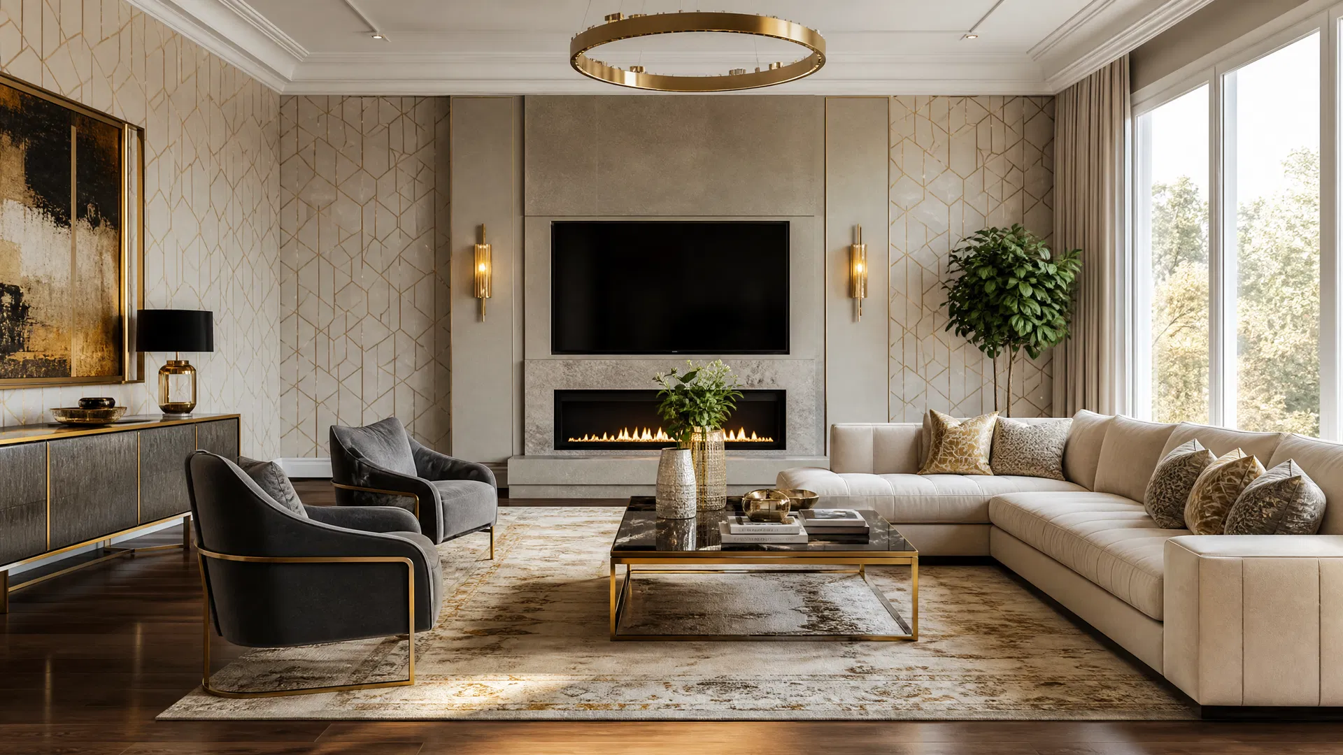 Luxury Living Room Wallpaper